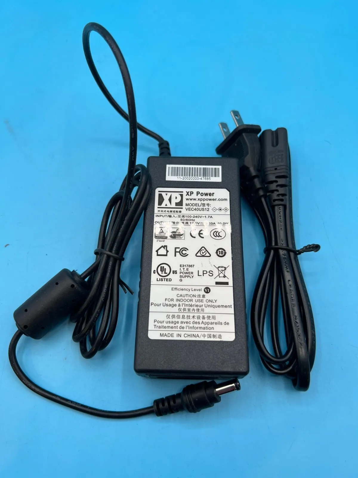 *Brand NEW*XP Power 12V 3.33A 40W AC Adapter VEC40US12 Power Supply & POWER CORD